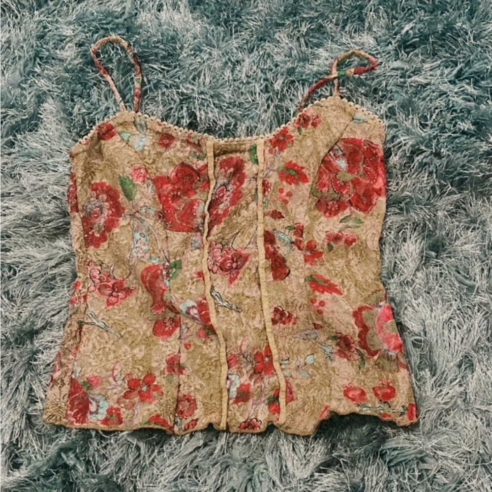 Green lace floral top